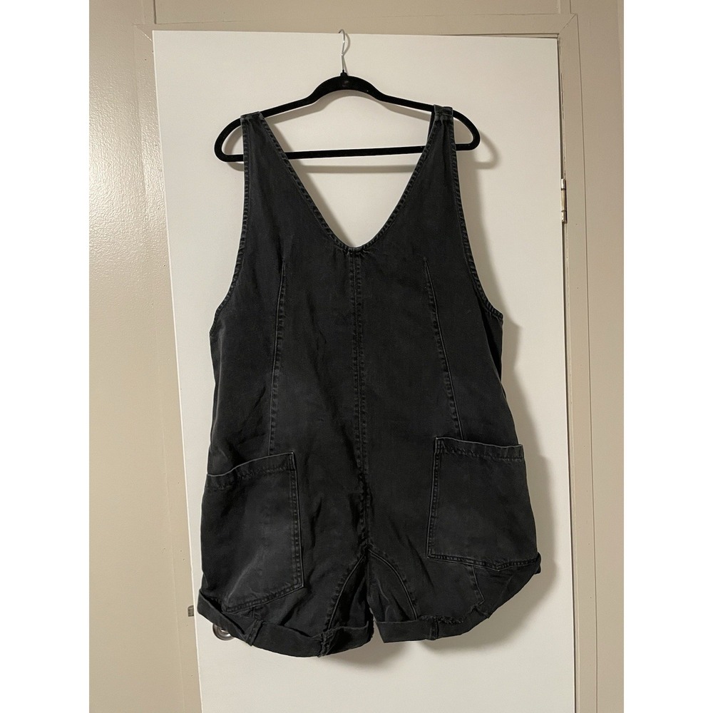 Free People We The Free High Roller Shortall in True North (Black) Denim Size XL